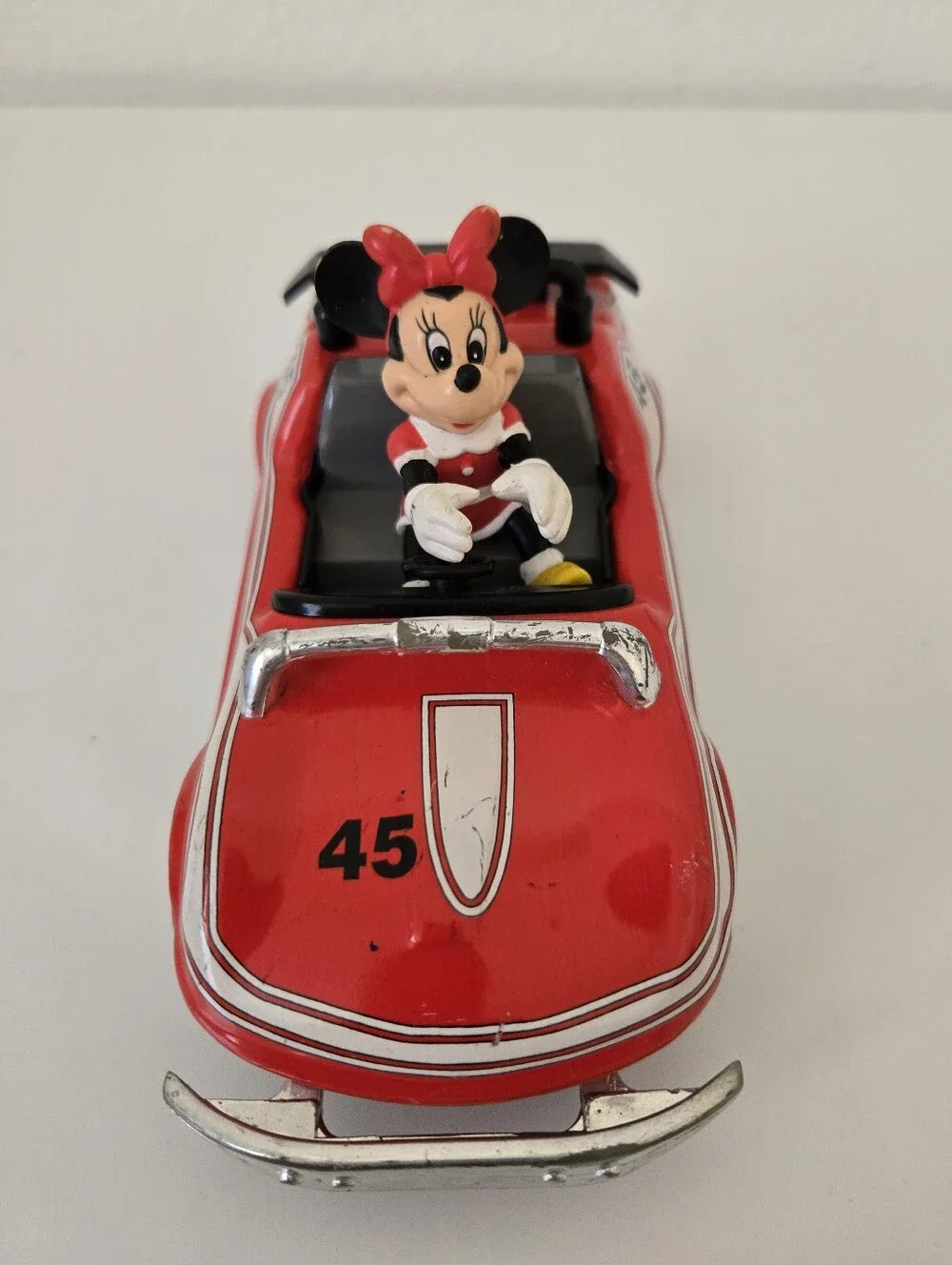 Disney Minnie Mouse Vintage Car #45 Pull Back & Go Red Convertible Toy Race Car